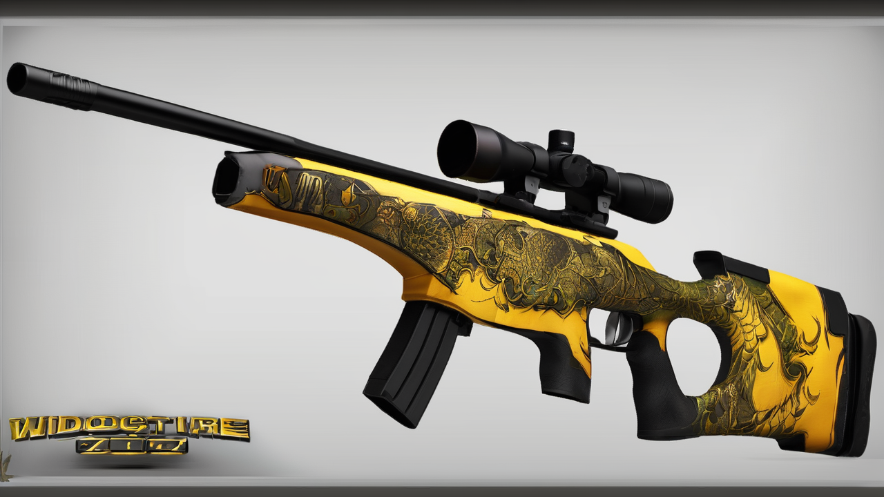 Rzadki skin AWP Dragon Lore z Counter-Strike 2 z widocznym wzorem smoka w złotych odcieniach